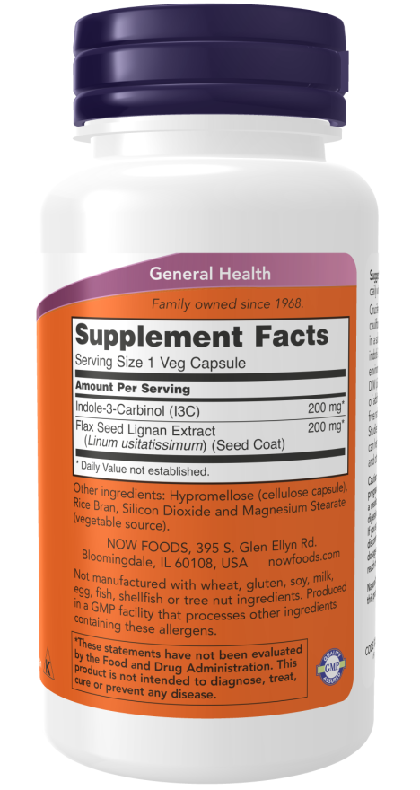 image of Indole-3-Carbinol 200mg 60vcaps supplement facts