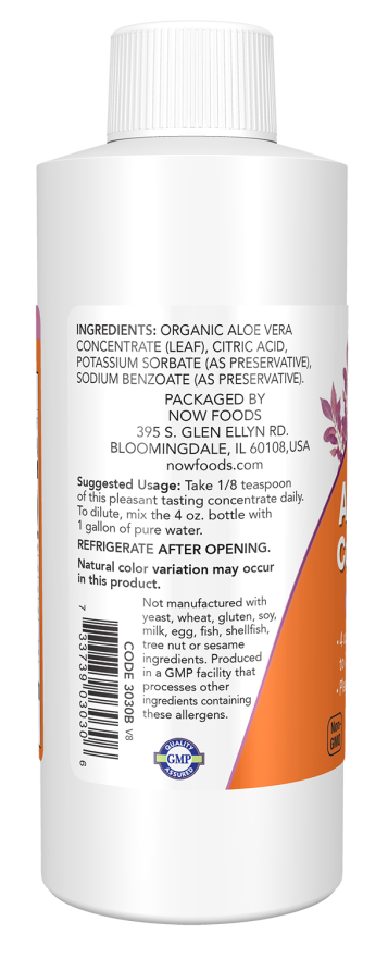 Image of Aloe Vera Concentrate Liquid 118ml ingredients
