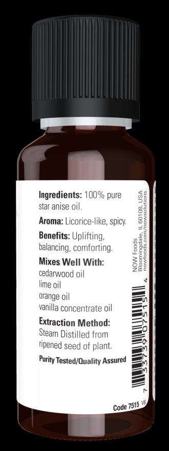 Image of NOW Pure ANISE OIL (Illicium Verum) ingredients