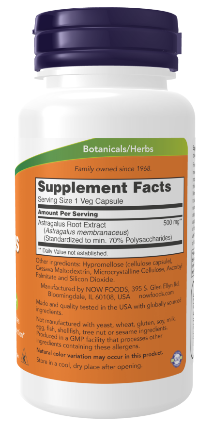 Image of Astragalus Extract 500mg 90vcaps supplement facts