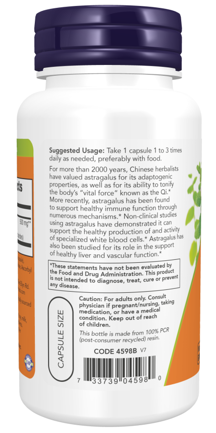 Image of Astragalus Extract 500mg 90vcaps suggested usage