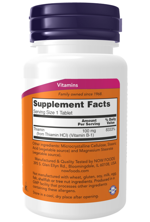 Image of Vitamin B-1 100mg 100tabs supplement facts