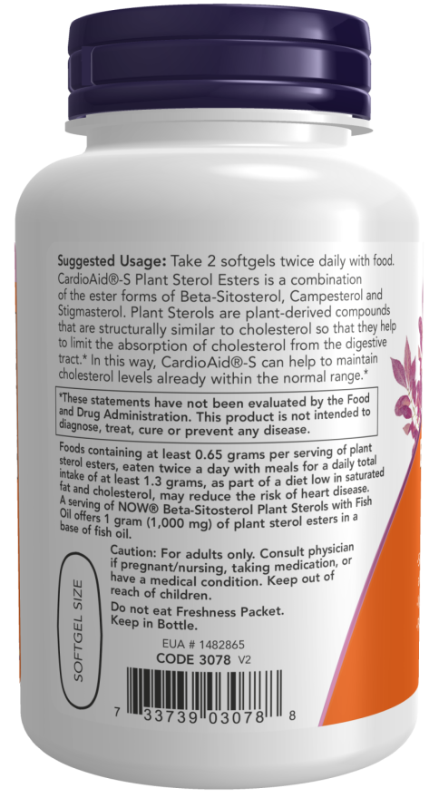 image of Beta-Sitosterol Plant Sterols 90sgcaps suggested usage