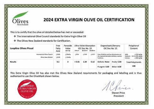 Extra Virgin Olive Oil (Certified) Global Awards - Picual 250ml-Matakana Pharmacy