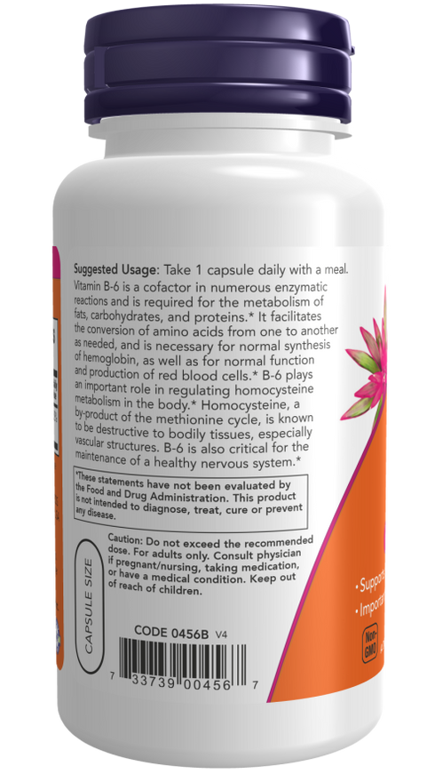 Image of Vitamin B6 100mg 100caps suggested usage