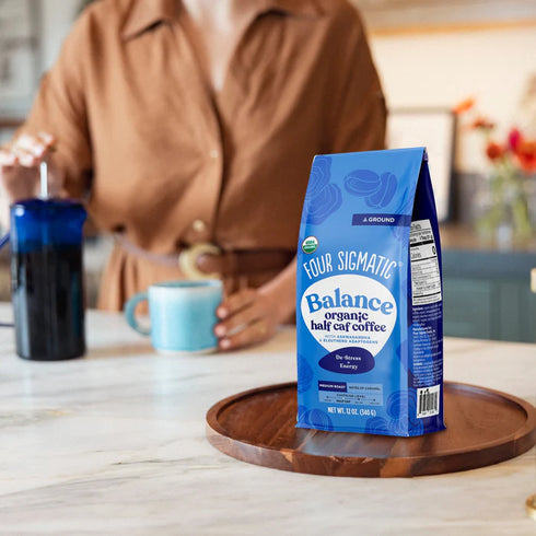 Image of Balance Organic Half Caf Coffee in plunger