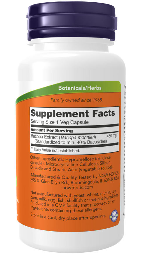 Image of Bacopa Extract - 450mg 90vcaps supplement facts