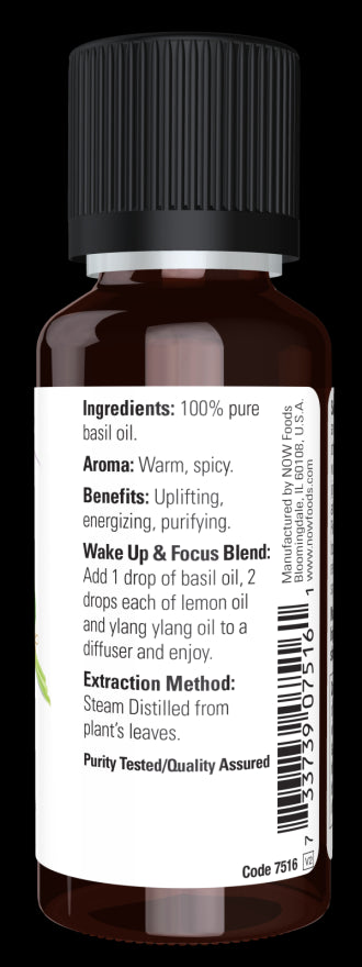 Image of NOW Pure BASIL OIL (Ocimum Basilicum) ingredients