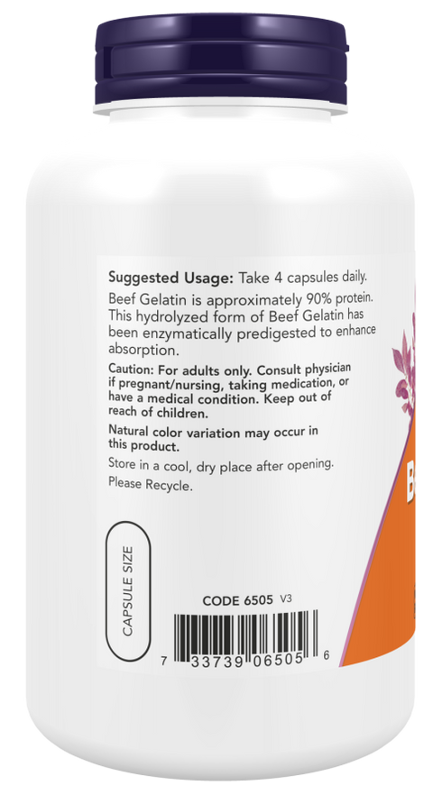 Image of Hydrolyzed Beef Gelatin 550mg 200caps suggested usage