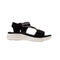 Walkable Beach Benni women's sandal in black and white with adjustable straps, side view