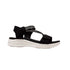 Walkable Beach Benni women's sandal in black and white with adjustable straps, side view