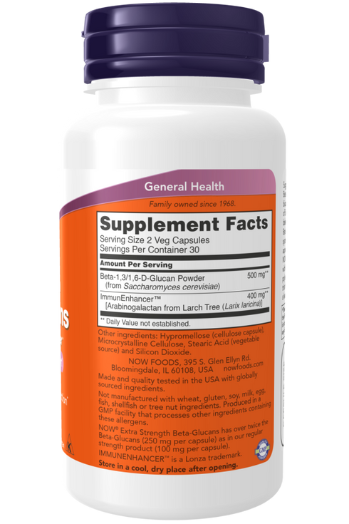 Image of Beta-Glucans Extra Strength 250mg 60vcaps supplement facts