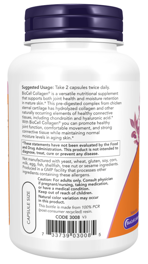 image of BioCell Collagen Hydrolyzed Type 2 120vcaps suggested usage