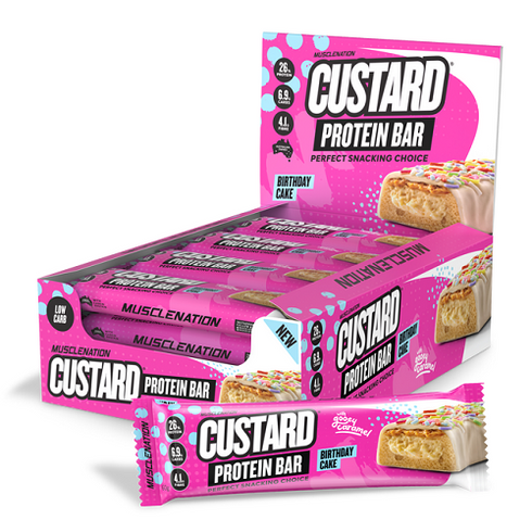 Custard Protein Bar Birthday Cake Single Bar 60g-MuscleNation-Matakana Pharmacy