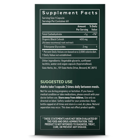 Image of Black Cohosh 60vcaps supplement facts