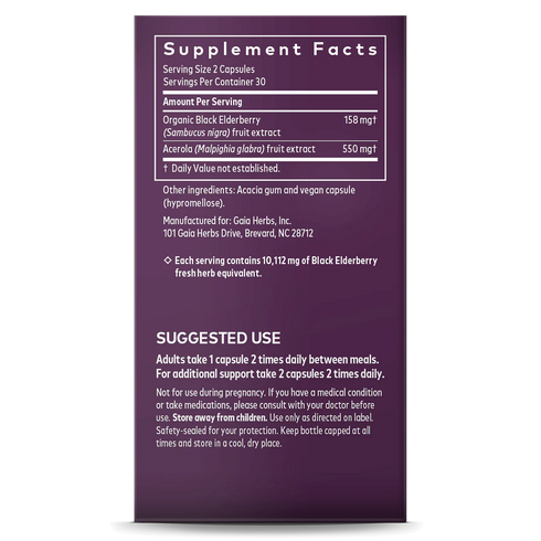 Image of Black Elderberry 60vcaps supplement facts