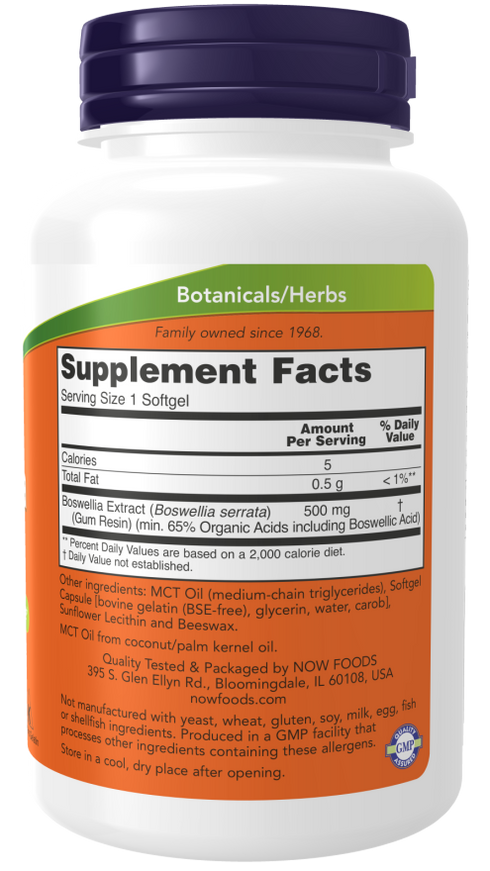 Image of Boswellia Extract 500 mg 90sgcaps supplement facts