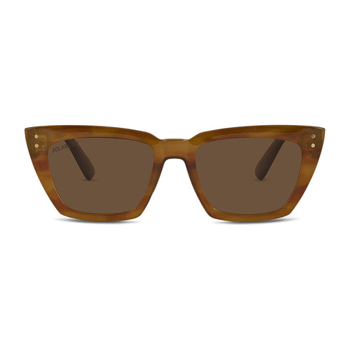 Wollumbin Brunswick women's sunglasses, eucalyptus frame with brown polarised lens, front