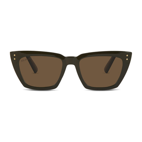 Wollumbin Brunswick women's sunglasses, forest frame with brown polarised lens, front