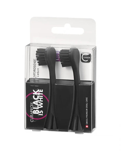 Hydrosonic Black is White CARBON Brush Heads Duo Pack-Curaprox-Matakana Pharmacy
