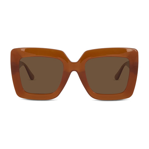 Wollumbin Byron women's sunglasses, camel frame with brown polarised lens, front