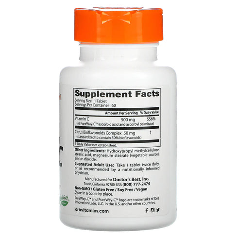 Image of High Absorption Vitamin C with PureWay-C (500mg) 60tabs supplement facts