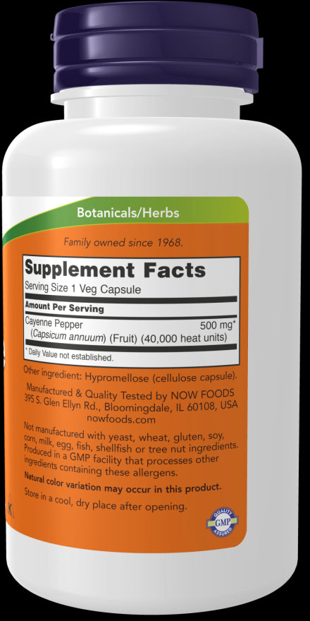 Image of Cayenne, 500mg 100vcaps supplement facts