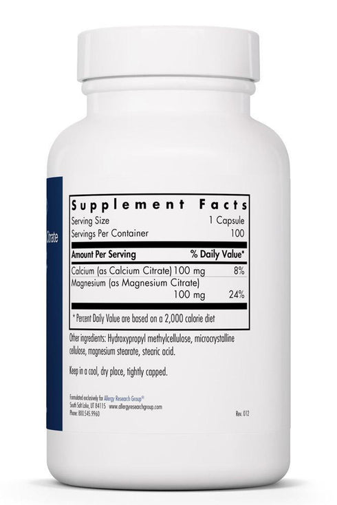Image of Calcium Magnesium Citrate 100caps supplement facts