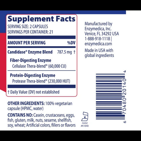 Image of Candidase 42vcaps supplement facts
