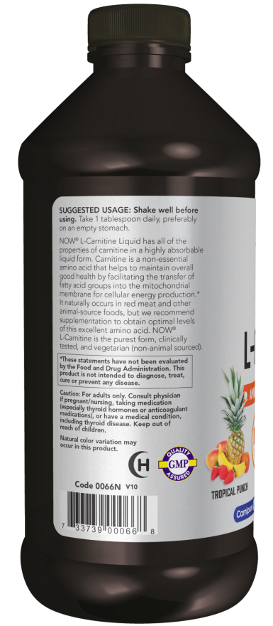 Image of L-Carnitine Liquid Tropical Punch Flavor 1000mg 473ml suggested usage