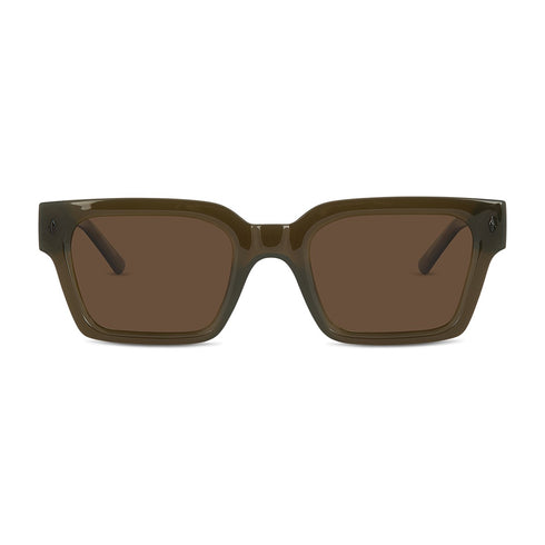 Wollumbin Cassowary men's sunglasses, forest frame with smoke polarised lens, front