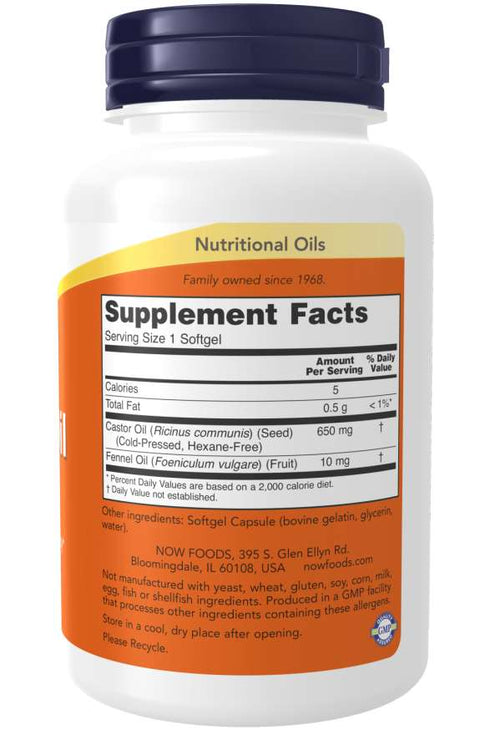 Image of Castor Oil 650mg 120sgcaps supplement facts