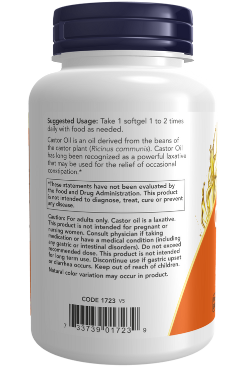 Image of Castor Oil 650mg 120sgcaps suggested usage
