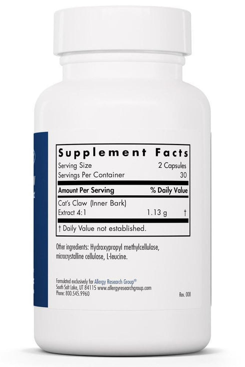 Image of Cat's Claw 60caps supplement facts