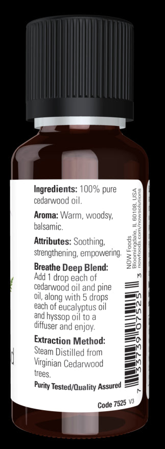 Image of NOW Pure CEDARWOOD OIL (Juniperus Virginiana) ingredients