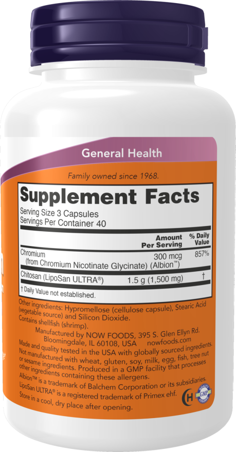 Image of Chitosan 500mg 120vcaps supplement facts