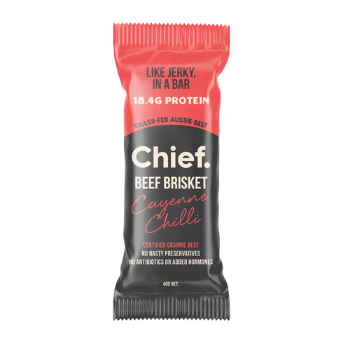 Chief Cayenne Chilli beef brisket bar 40g, front of pack