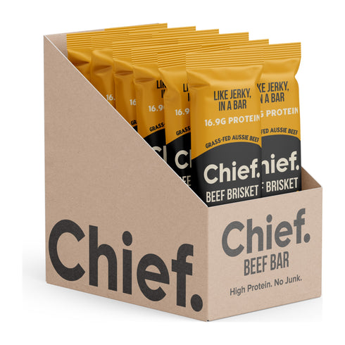 Chief Smokey BBQ beef brisket bars, box of 12 x 40g