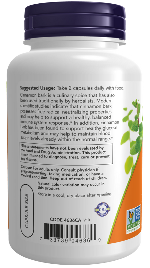 Image of Cinnamon Bark 600mg 240caps suggested usage