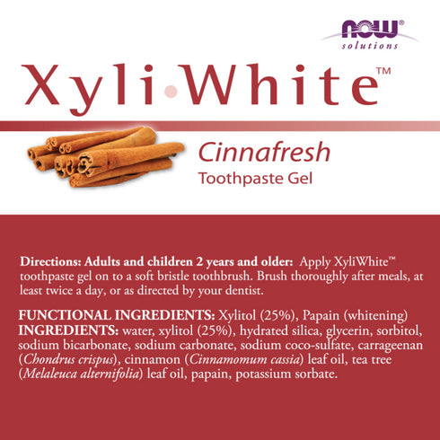Image of XyliWhite, Toothpaste Gel, Cinnafresh 181g ingredients