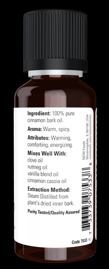 Image of NOW Pure CINNAMON BARK OIL (Cinnamomum Zeylanicum) ingredients