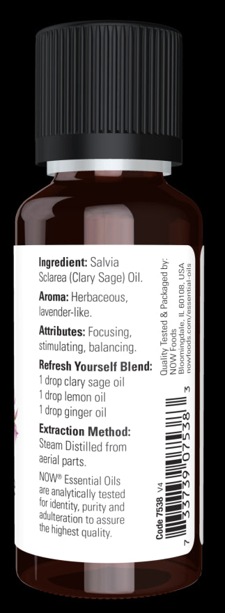Image of NOW Pure CLARY SAGE OIL (Salvia Sclarea) ingredients