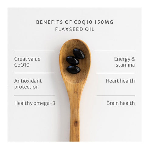 Image of CoQ10 150mg Flaxseed Oil Complex benefits