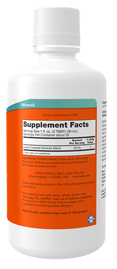 Image of Colloidal Minerals Liquid - Fulvic Trace Minerals 946ml supplement facts