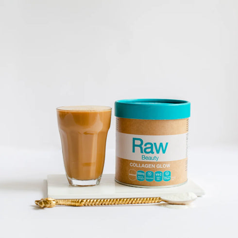 Image of Raw Beauty Collagen Glow Unflavoured in a glass