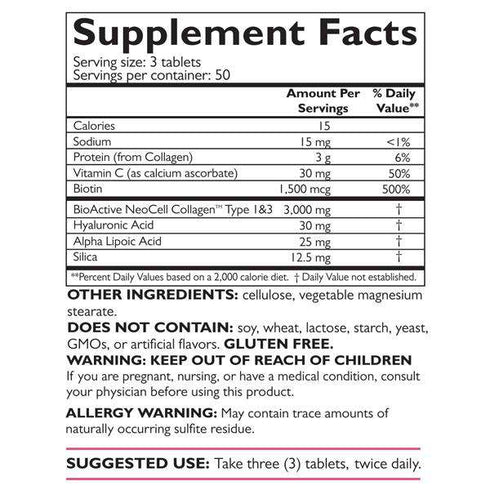 Image of Collagen Beauty Builder 150tabs supplement facts