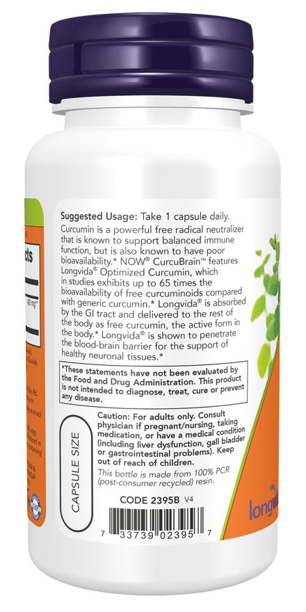 Image of CurcuBrain LONGVIDA 400mg 50vcaps suggested usage