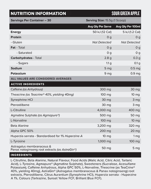 MUSCLENATION LEGACY Pre Workout Sour Green Apple-MuscleNation-Matakana Pharmacy