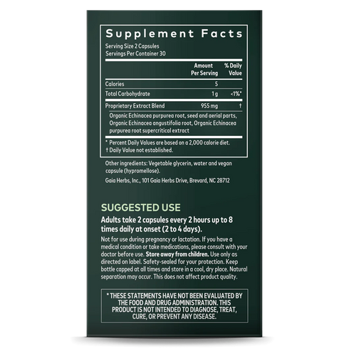 Image of Echinacea Supreme 60vcaps supplement facts