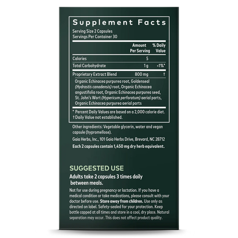 Image of Echinacea Goldenseal Supreme 60vcaps supplement facts